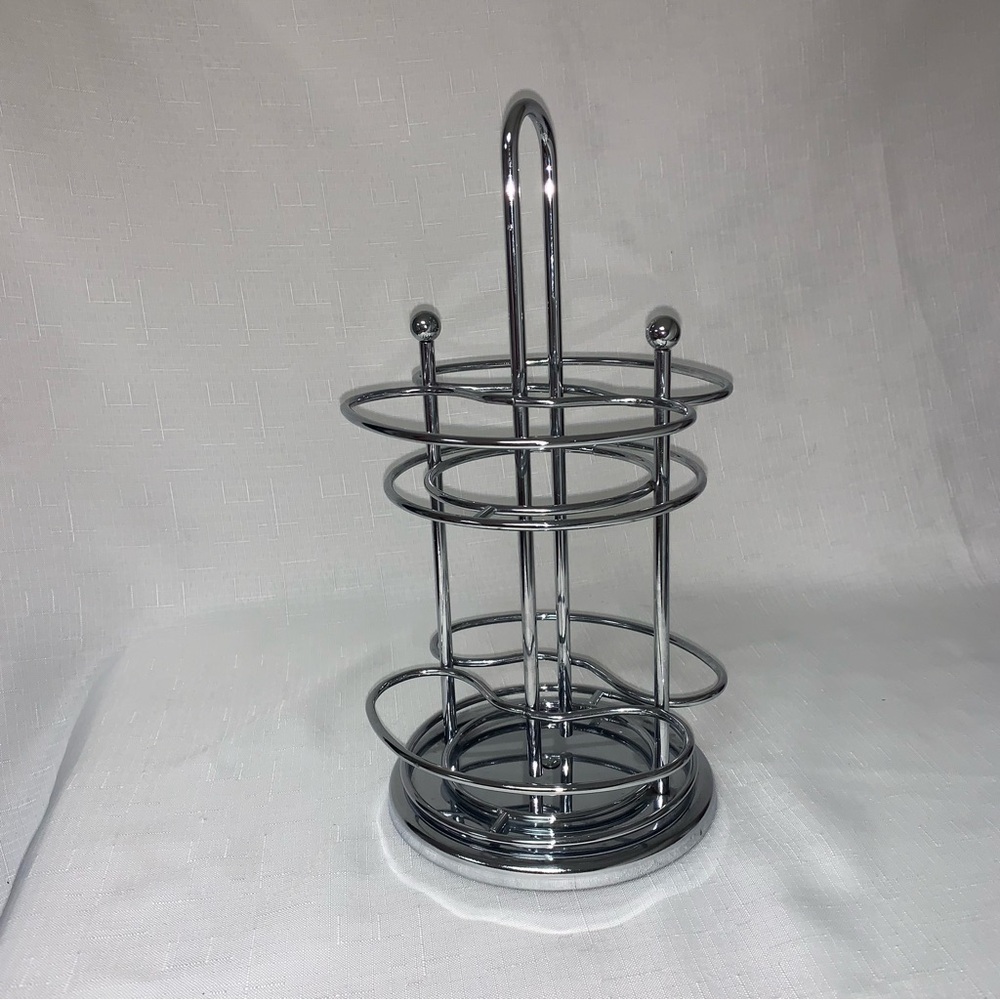 Spice Jar Rack 2-tier Rotating Caddy Metal Holder Silver Chrome Organizer Spin